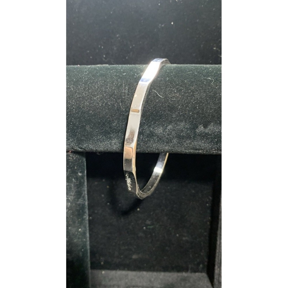 Vtg Silver Tone Signed Crown Trifari Bangle Bracelet Polished Cut‎ Edge Design